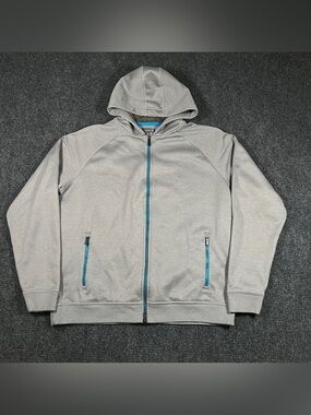 Peter Millar Crown Sport Placid Full-Zip Hoodie Jacket Mens Large Gray Jacket